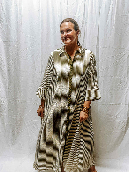 Olive Striped Maxi Dress