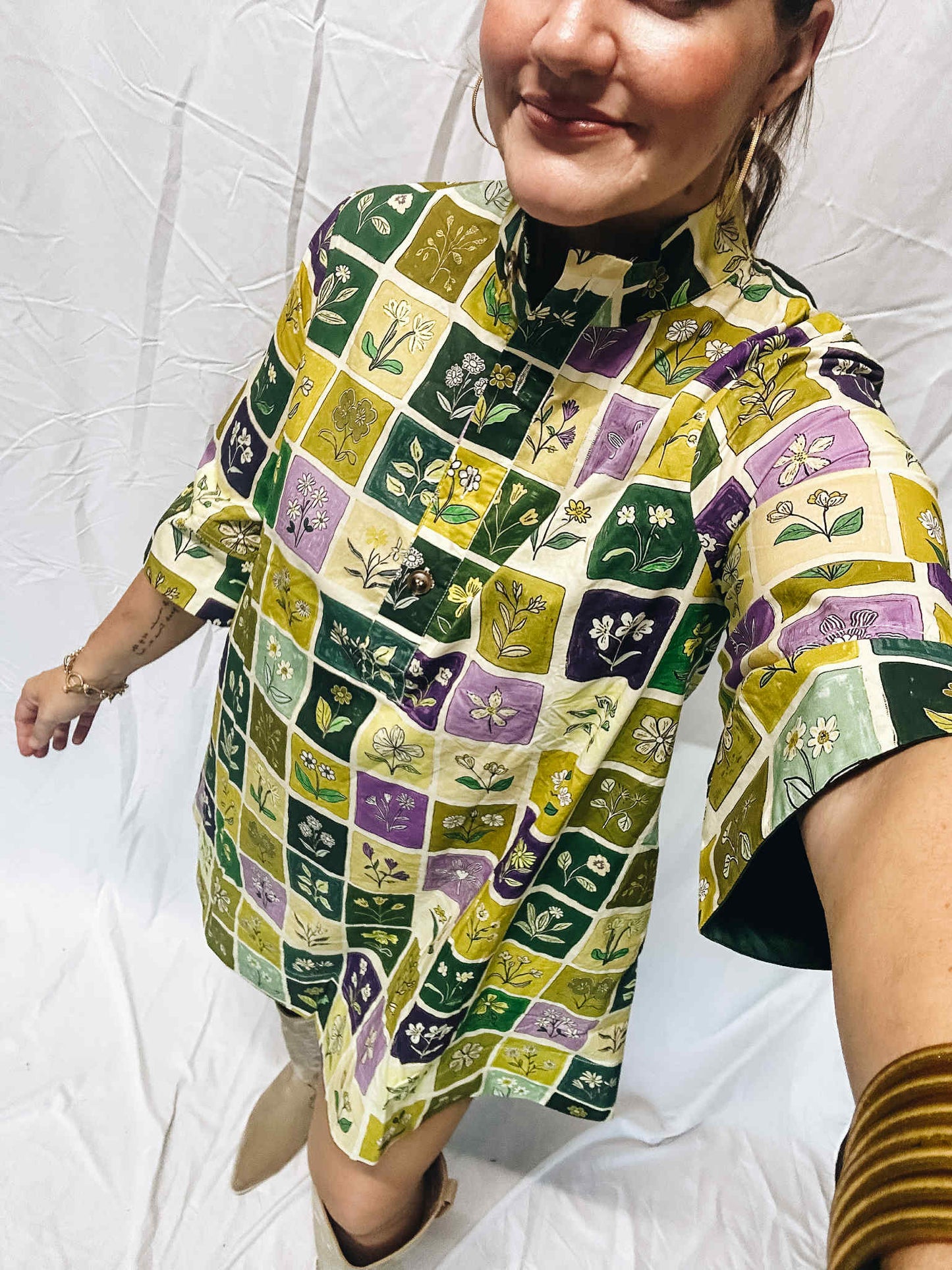 Mixed Pattern Emerald Dress