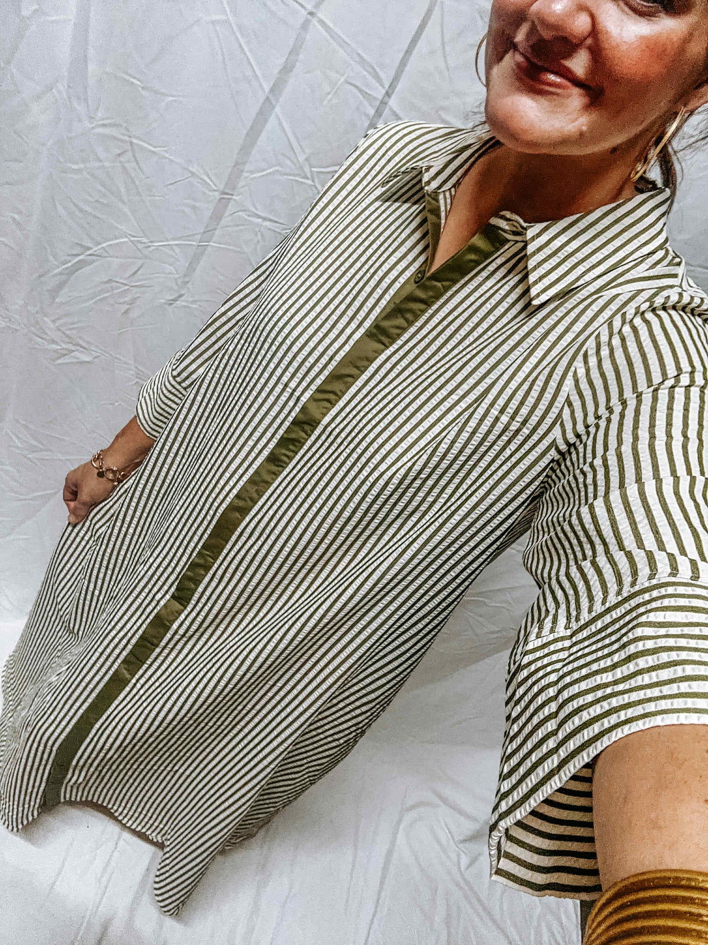 Olive Striped Maxi Dress