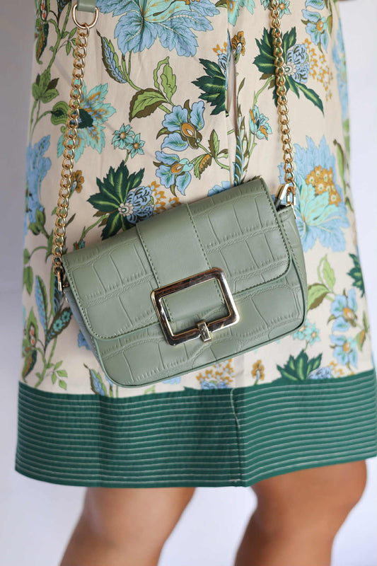 Sage Croc Crossbody
